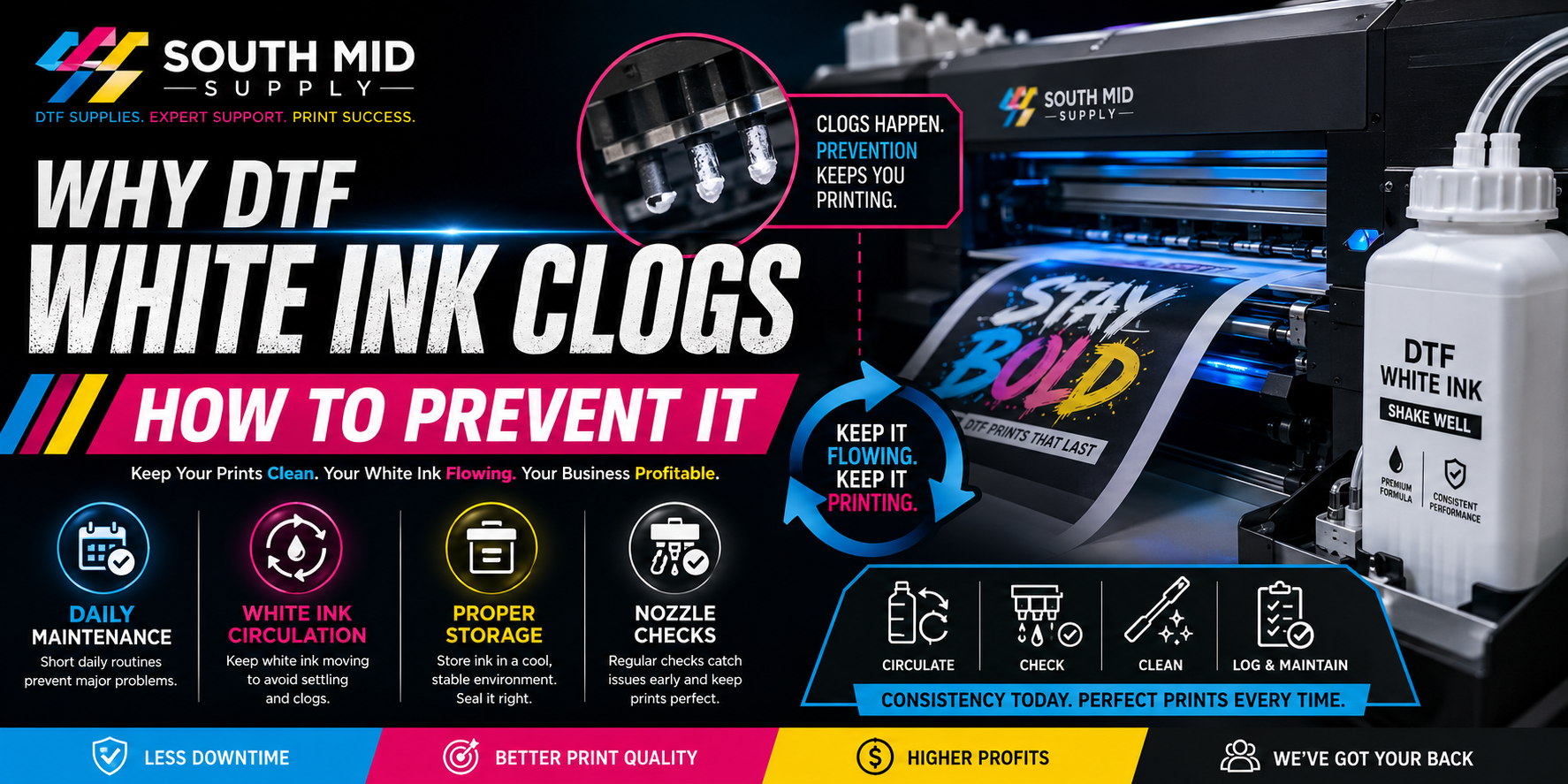 Why DTF White Ink Clogs and How to Prevent It | South Mid Supply