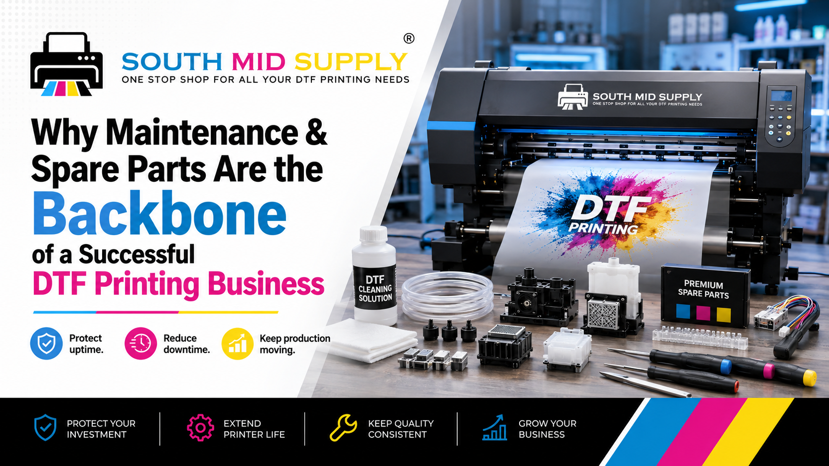Why Maintenance & Spare Parts Matter for DTF Printing | South Mid Supply