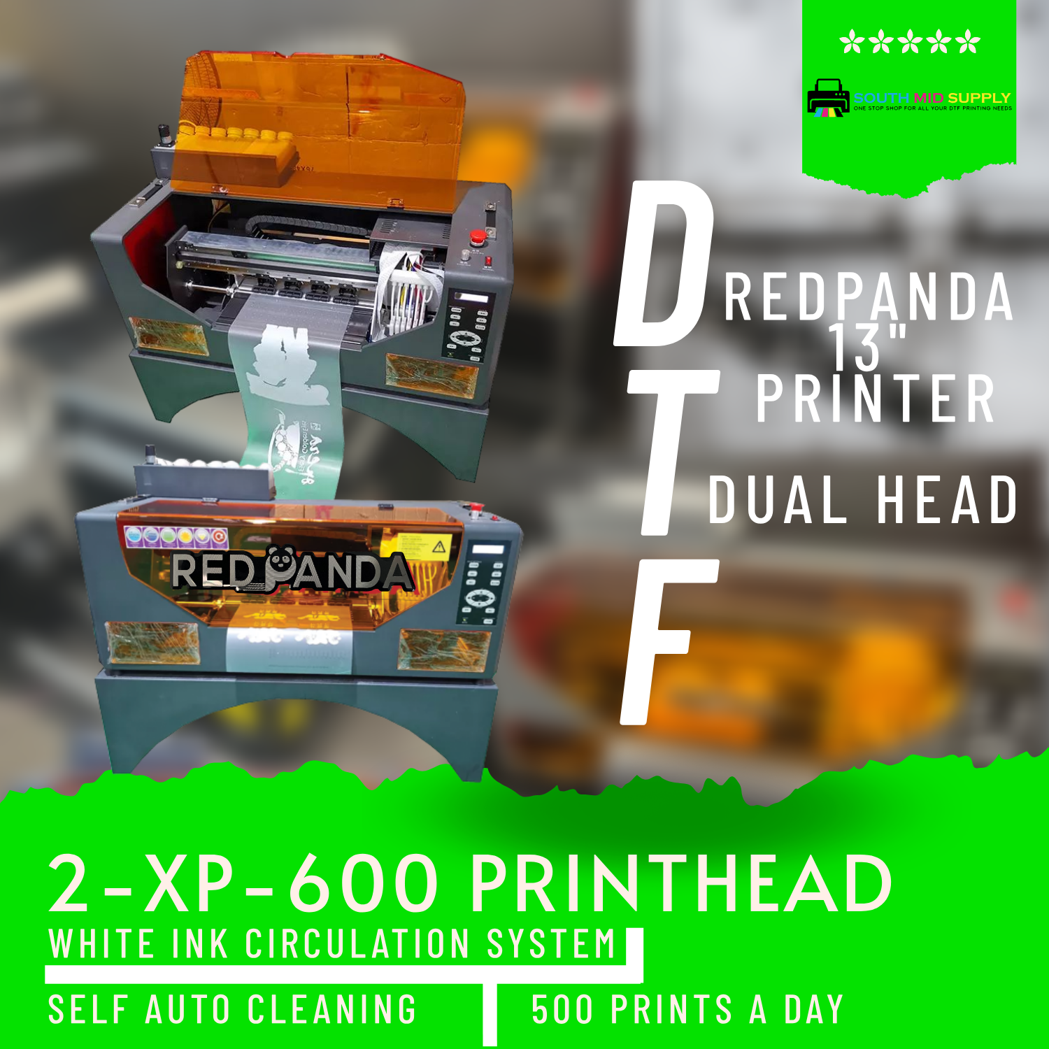 Gallery DTF Printer With CMYKW Inks, DTF Powder, DTF Cold Peel